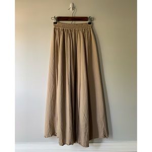 long tan neutral lined skirt